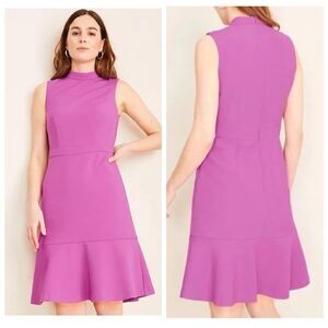 Ann Taylor Dress womens size 8 Double wave flounce Purple orchid Preppy New